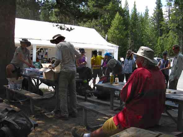 Ansel, from HighSierraTopix, watching the PCT JMT crew resupply, 2013.